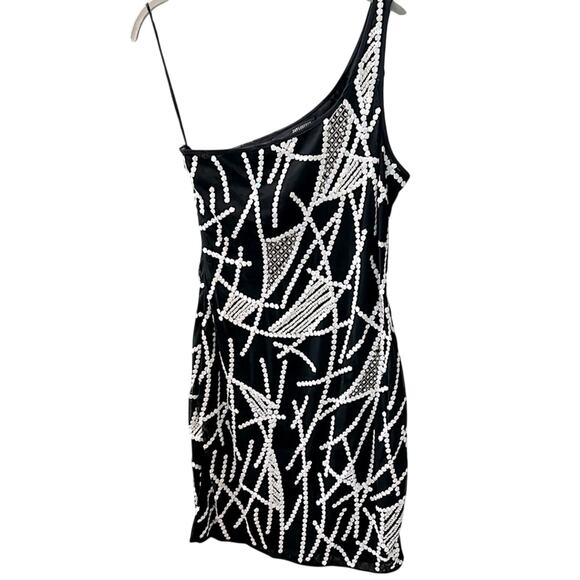 NWT! $300+ JAY GODFREY / REVOLVE black dress silver white sequins one sh… - Picture 2 of 8